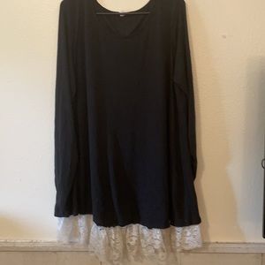 Pink Blush Lace Trimmed Maternity/Plus Long Sleeve